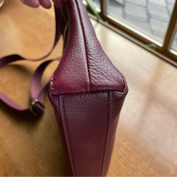 The Sak Burgundy Pebbled Leather Crossbody Bag with Adjustable Webbing Strap - Picture 7 of 12